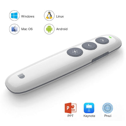 Doosl DSIT007 2.4GHz Rechargeable Powerpoint Presentation Wireless Cliker Remote Control Pen, Control Distance: 10m(White), DSIT007