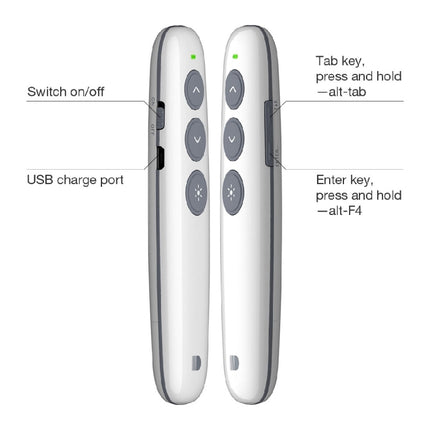 Doosl DSIT007 2.4GHz Rechargeable Powerpoint Presentation Wireless Cliker Remote Control Pen, Control Distance: 10m(White), DSIT007