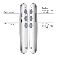 Doosl DSIT007 2.4GHz Rechargeable Powerpoint Presentation Wireless Cliker Remote Control Pen, Control Distance: 100m(White), DSIT007