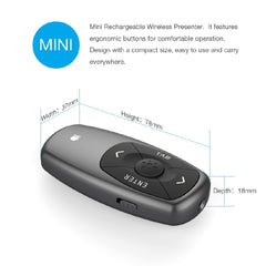 Doosl DSIT011 2.4GHz Mini Rechargeable PowerPoint Presentation Remote Control, Control Distance: 100m(Black)