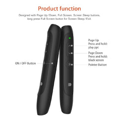 Doosl DSIT012 2.4GHz Wireless Presenter PowerPoint Clicker Representation Remote Control Pointer, Control Distance: 100m(Black)