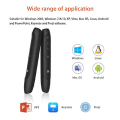 Doosl DSIT012 2.4GHz Wireless Presenter PowerPoint Clicker Representation Remote Control Pointer, Control Distance: 100m(Black)