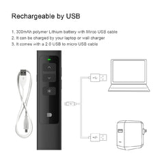 Doosl DSIT013 2.4GHz Rechargeable PowerPoint Presentation Remote Control Multi-functional Laser Pointer for PowerPoint / Keynote / Prezi, Control Distance: 100m