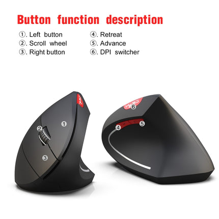 HXSJ T29 Bluetooth 3.0 Kabellose Bluetooth 6-Tasten 2400 DPI Einstellbare Ergonomie Optische Vertikale Maus, 6 Tasten T29 Grau, 6 Tasten T29 Schwarz