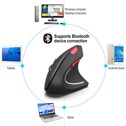 HXSJ T29 Bluetooth 3.0 Kabellose Bluetooth 6-Tasten 2400 DPI Einstellbare Ergonomie Optische Vertikale Maus, 6 Tasten T29 Grau, 6 Tasten T29 Schwarz