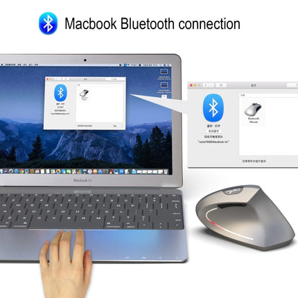 HXSJ T29 Bluetooth 3.0 Kabellose Bluetooth 6-Tasten 2400 DPI Einstellbare Ergonomie Optische Vertikale Maus, 6 Tasten T29 Grau, 6 Tasten T29 Schwarz