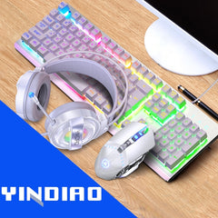 YINDIAO K002 USB Wired Mechanical Feel RGB Backlight Keyboard + Optical Mouse + Headset Set, RGB Backlight /  Black, RGB Backlight / Silent / Black, Orange Backlight / Black, RGB Backlight / White