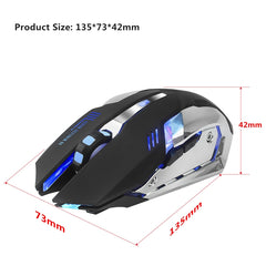 HXSJ M10 2.4GHz 6-keys USB Rechargeable Colorful Lighting Ergonomic 2400DPI Wireless Optical Gaming Mouse for Desktop Computers, M10