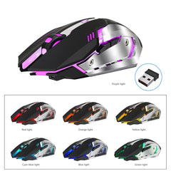 HXSJ M10 2.4GHz 6-keys USB Rechargeable Colorful Lighting Ergonomic 2400DPI Wireless Optical Gaming Mouse for Desktop Computers, M10