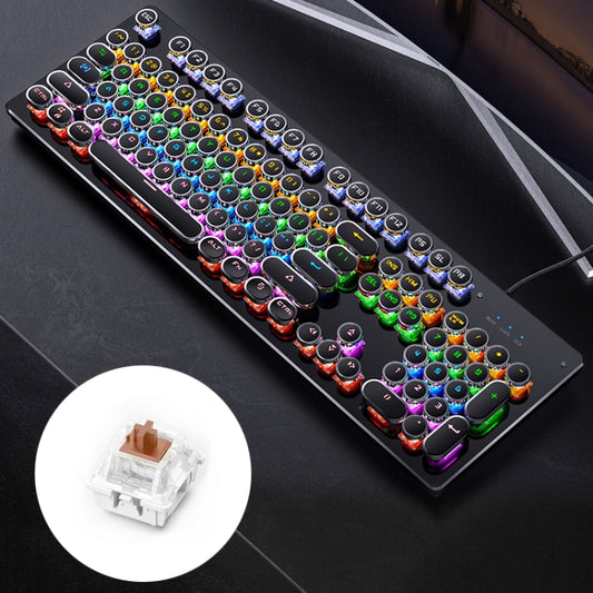 YINDIAO Electroplating Punk Mixed Light USB Mechanical Gaming Wired Keyboard, Tea Shaft, Electroplating Punk,Tea Shaft (Black)