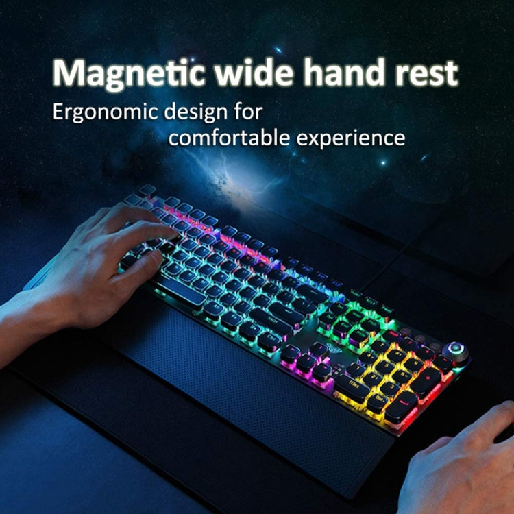 AULA F2088 108 Keys Mixed Light Plating Punk Mechanical Blue Switch Wired USB Gaming Keyboard with Metal Button