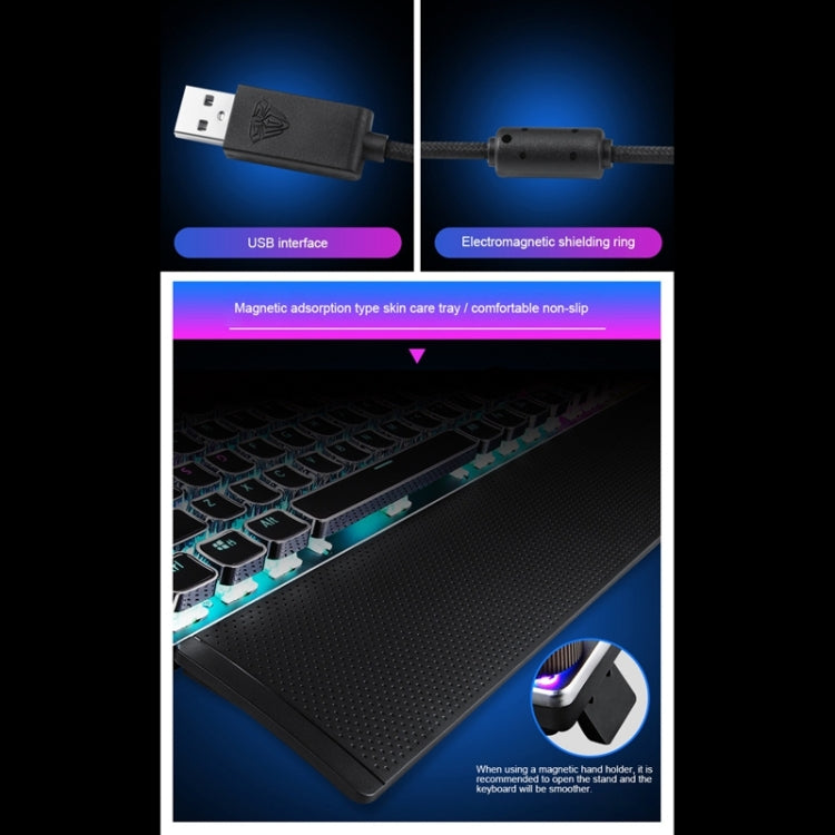 AULA F2088 108 Keys Mixed Light Plating Punk Mechanical Blue Switch Wired USB Gaming Keyboard with Metal Button