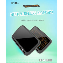 H18+ 2.4GHz Mini Wireless Keyboard Full Touchpad with 3-Level Adjustable Backlight(Black), H18+ Backlight Keyboard