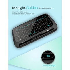 H18+ 2.4GHz Mini Wireless Keyboard Full Touchpad with 3-Level Adjustable Backlight(Black), H18+ Backlight Keyboard