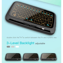 H18+ 2.4GHz Mini Wireless Keyboard Full Touchpad with 3-Level Adjustable Backlight(Black), H18+ Backlight Keyboard