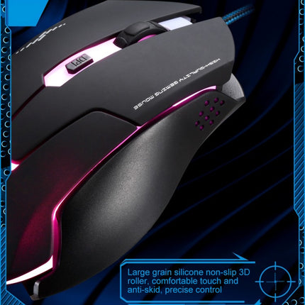 Chasing Leopard T7 USB 6-keys 2400DPI Three-speed Adjustable Backlight Wired Optical Gaming Mouse Built-in Counter Weight, Length: 1.8m, T7