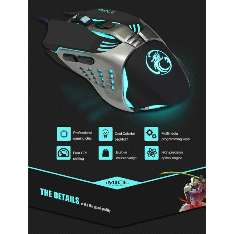 iMICE V5 USB, 7 Tasten, 4000 DPI, kabelgebunden, optische Gaming-Maus mit bunter Hintergrundbeleuchtung für Computer, PC, Laptop, V5 (weiß), V5 (schwarz)