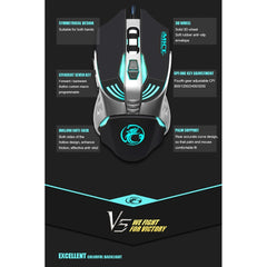iMICE V5 USB, 7 Tasten, 4000 DPI, kabelgebunden, optische Gaming-Maus mit bunter Hintergrundbeleuchtung für Computer, PC, Laptop, V5 (weiß), V5 (schwarz)