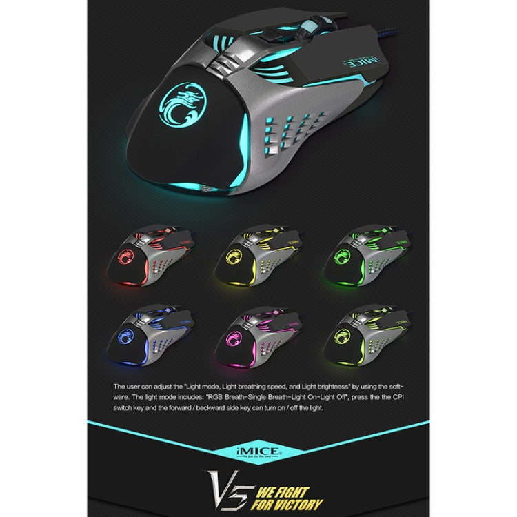 iMICE V5 USB, 7 Tasten, 4000 DPI, kabelgebunden, optische Gaming-Maus mit bunter Hintergrundbeleuchtung für Computer, PC, Laptop, V5 (weiß), V5 (schwarz)
