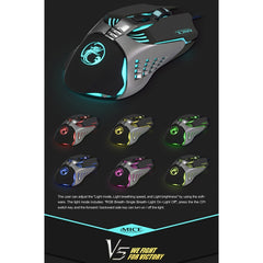 iMICE V5 USB 7 Buttons 4000 DPI Wired Optical Colorful Backlight Gaming Mouse for Computer PC Laptop, V5  (White), V5  (Black)