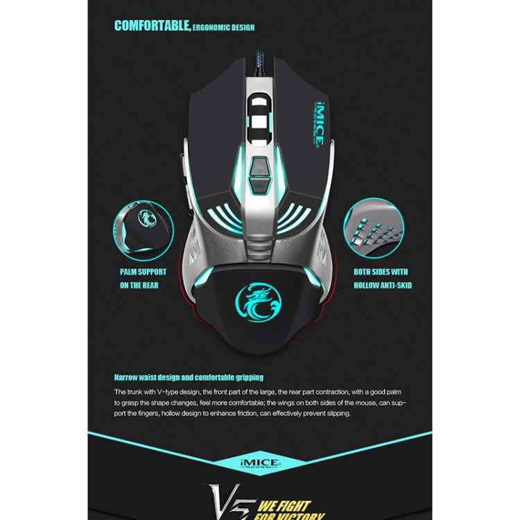 iMICE V5 USB, 7 Tasten, 4000 DPI, kabelgebunden, optische Gaming-Maus mit bunter Hintergrundbeleuchtung für Computer, PC, Laptop, V5 (weiß), V5 (schwarz)