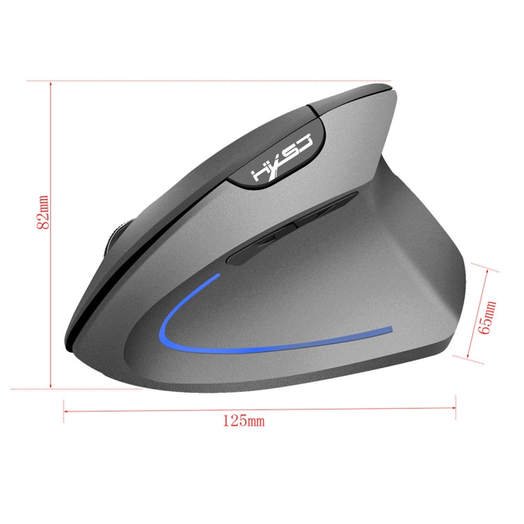 HXSJ T22 2.4GHz Wireless 4-Keys 2400 DPI Adjustable Ergonomics Optical Vertical Mouse, 4 Buttons T22 Grey