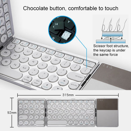 GK408 Three-fold Rechargeable Wireless Bluetooth Keyboard with Touchpad, Support Android / IOS / Windows