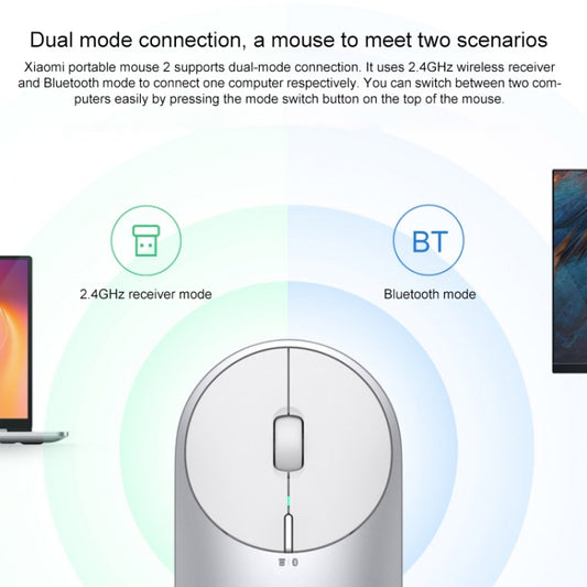 Original Xiaomi Portable Mouse 2 Optical Wireless Bluetooth 4.2 RF 2.4GHz 4000DPI Adjustable Dual Mode Mouse