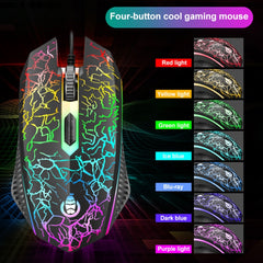 SHIPADOO D620 104-key Wired RGB Color Cracked Backlight Gaming Keyboard Mouse Kit for Laptop, PC