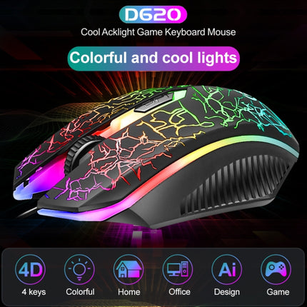 SHIPADOO D620 104-key Wired RGB Color Cracked Backlight Gaming Keyboard Mouse Kit for Laptop, PC