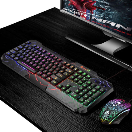 SHIPADOO D620 104-key Wired RGB Color Cracked Backlight Gaming Keyboard Mouse Kit for Laptop, PC