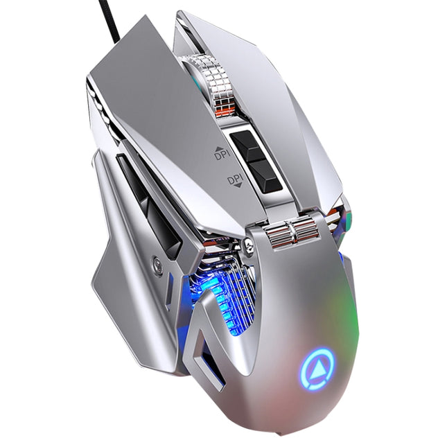 YINDIAO G10 7200DPI 7-modes Adjustable 7-keys RGB Light Wired Metal Mechanical Hard Core Macro Mouse, Style: Audio Version