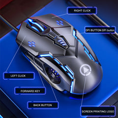 YINDIAO G5 3200DPI 4-modes Adjustable 6-keys RGB Light Wired Gaming Mouse, G5 White, G5 Black