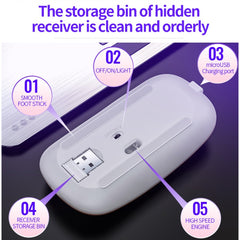 YINDIAO A2 2.4GHz 1600DPI 3-modes Adjustable RGB Light Rechargeable Wireless Silent Mouse, Rechargeable ver.