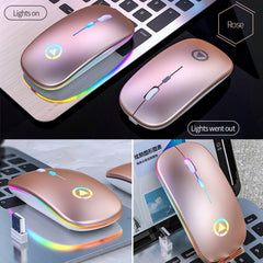 YINDIAO A2 BT3.0 + BT5.0 + 2.4GHz 1600DPI 3-modes Adjustable RGB Light Wireless Silent Bluetooth Mouse, Bluetooth ver.