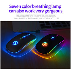 YINDIAO A2 BT3.0 + BT5.0 + 2.4GHz 1600DPI 3-modes Adjustable RGB Light Wireless Silent Bluetooth Mouse, Bluetooth ver.