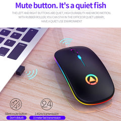 YINDIAO A2 BT3.0 + BT5.0 + 2.4GHz 1600DPI 3-modes Adjustable RGB Light Wireless Silent Bluetooth Mouse, Bluetooth ver.