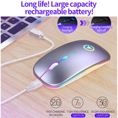 YINDIAO A2 BT3.0 + BT5.0 + 2.4GHz 1600DPI 3-modes Adjustable RGB Light Wireless Silent Bluetooth Mouse, Bluetooth ver.