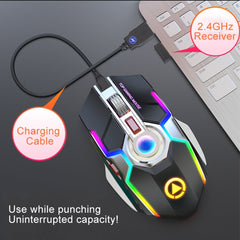 YINDIAO A5 2.4GHz 1600DPI 3-modes Adjustable Rechargeable RGB Light Wireless Silent Gaming Mouse