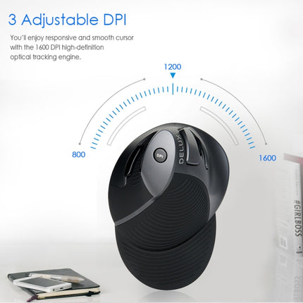 DELUX M618GX Wireless Ergonomic Vertical Mouse 1600DPI Optical Mouse, M618GX