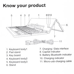 GK608 Ultra-thin Foldable Bluetooth V3.0 Keyboard, Built-in Holder, Support Android / iOS / Windows System, GK608 (Black), GK608 (Grey), GK608 (Gold)