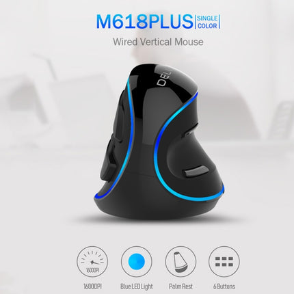 DELUX M618 Plus Wired Blue Version Optical Mouse Ergonomic Vertical Mouse 1600DPI, 1600DPI Wired