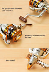YUMOSHI  Ball Bearings Rocker Handle Wheel Seat Fishing Spinning Reel, EF1000, EF2000, EF3000, EF4000, EF5000, EF6000, EF7000, EF8000