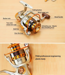 YUMOSHI  Ball Bearings Rocker Handle Wheel Seat Fishing Spinning Reel, EF1000, EF2000, EF3000, EF4000, EF5000, EF6000, EF7000, EF8000