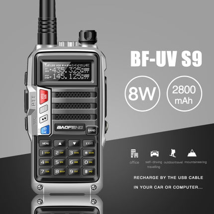 Walkie-talkie portátil Baofeng BF-UV5R Plus S9 FM, enchufe estadounidense, negro, enchufe estadounidense, rojo, enchufe estadounidense, plateado, enchufe estadounidense