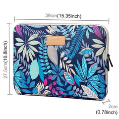 Sleeve Case Colorful Leaves Zipper Briefcase Carrying Bag for Macbook, Samsung, Lenovo, Sony, DELL Alienware, CHUWI, ASUS, HP, 15.6 inch and Below Laptops, 15 inch