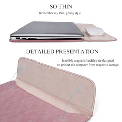 PU01S PU Leather Horizontal Invisible Magnetic Buckle Laptop Inner Bag for 13.3 inch laptops, 13.3 inch