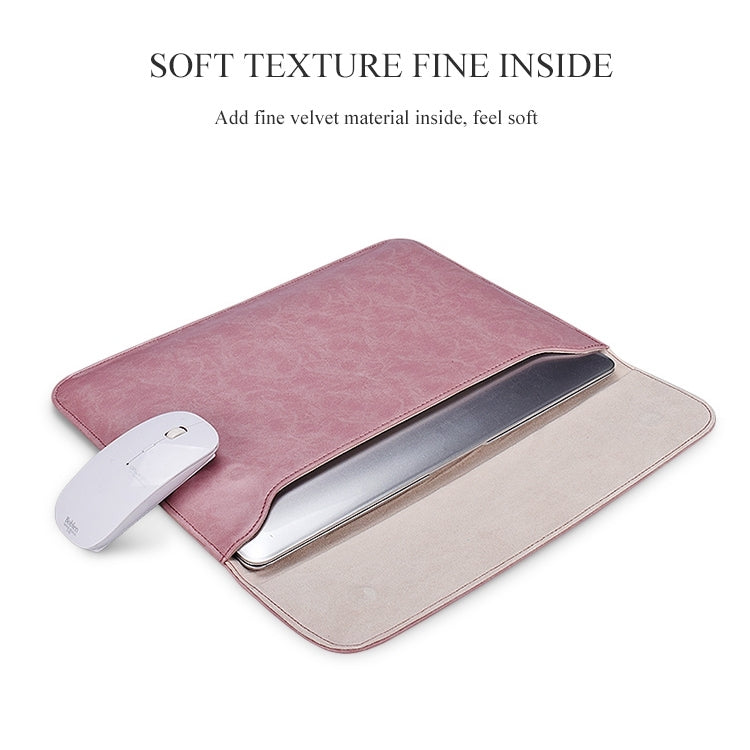 PU01S PU Leather Horizontal Invisible Magnetic Buckle Laptop Inner Bag for 14.1 inch laptops, with Small Bag