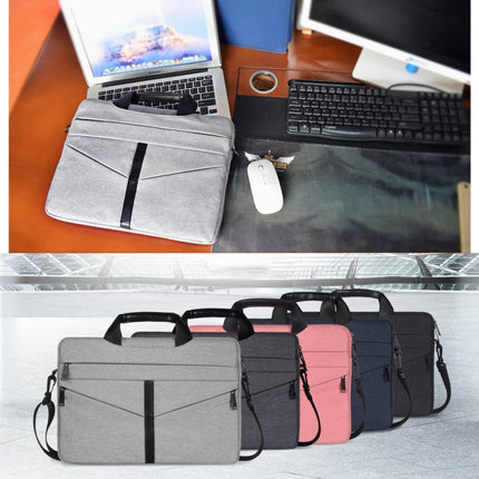 14.1 inch Breathable Wear-resistant Fashion Business Shoulder Handheld Zipper Laptop Bag with Shoulder Strap, 14.1 inch