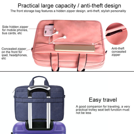 DJ03 Waterproof Anti-scratch Anti-theft One-shoulder Handbag for 15.6 inch Laptops, with Suitcase Belt, DJ03 15.6 inch Black, DJ03 15.6 inch Pink, DJ03 15.6 inch Navy Blue